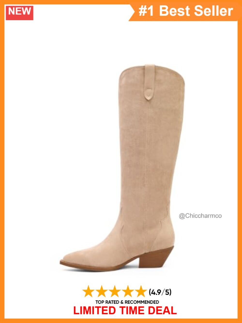 Knee-High Suede Boots Block Heel Pull-On Casual Women's